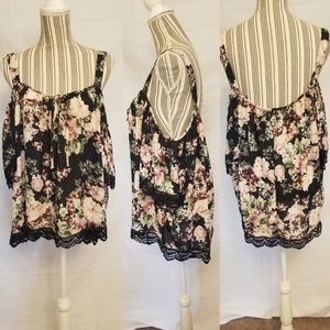 Sexy Off Shoulder Crochet Lace Rose Floral Top